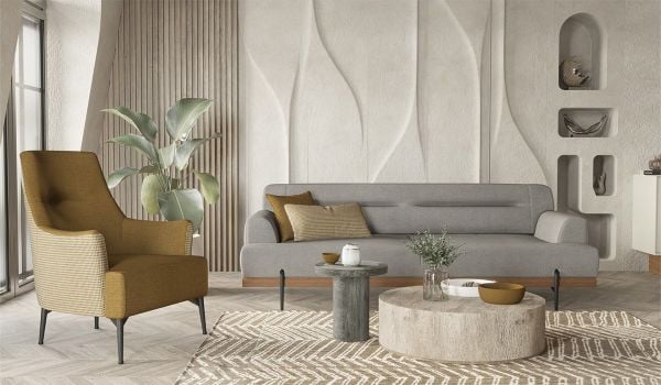 Linen Midi Koltuk Takımı Gri