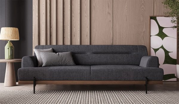Linen Üçlü Koltuk Krem