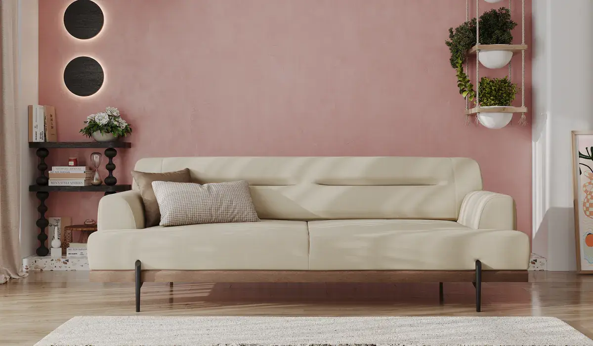 Linen Koltuk Takımı - Krem Üçlü Koltuk