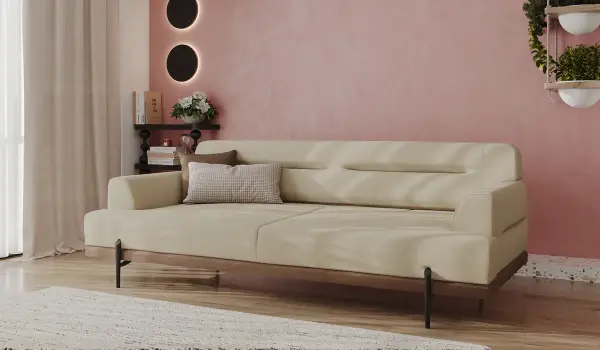 Linen Koltuk Takımı - Krem Üçlü Koltuk