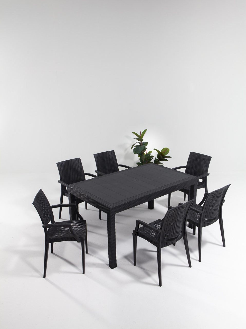 Rattan Large Lüks Masa Seti Antrasit