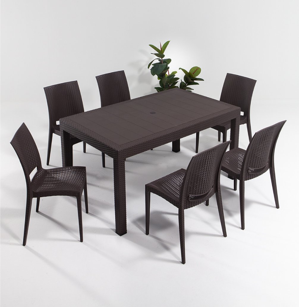 Rattan Large Masa Seti Kahve